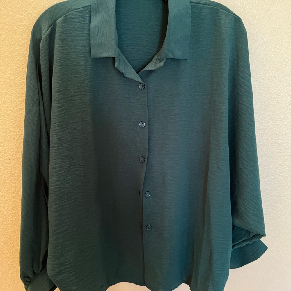 Teal Button-Up Blouse